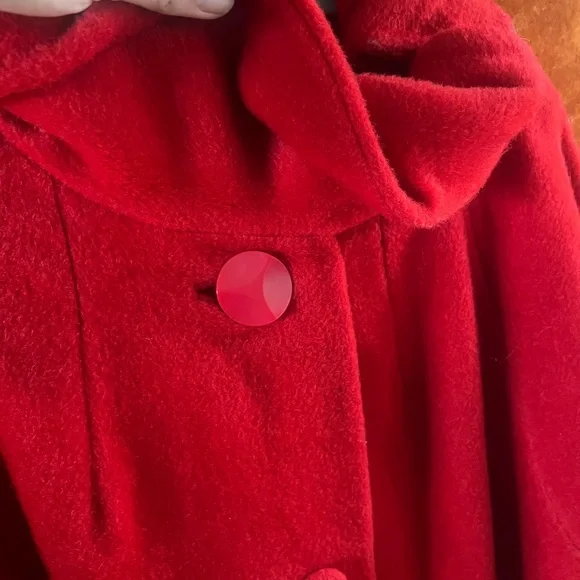 Lili Anne Red Wool mohair Swing Coat with Funnel Collar - Picture 3 of 15